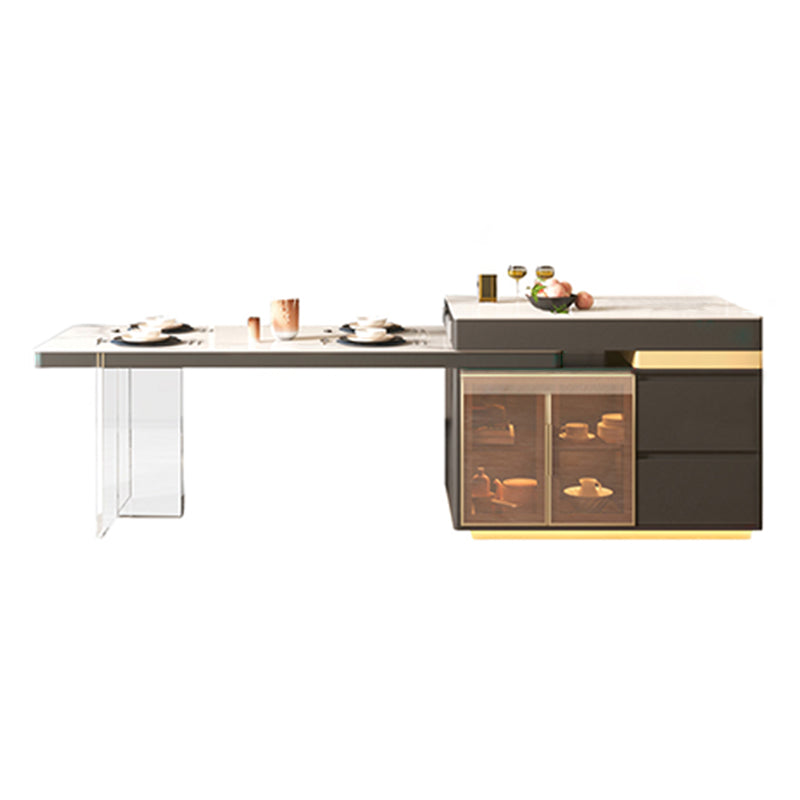 Modern Rectangle Dining Table Sintered Stone Dinner Table with Acrylic Base Extension Without Chairs Clearhalo 'Dining Tables & Seating' 'Dining Tables' 'dining_table' 'furn' 'furn_dining_table' 'Furniture' 'Kitchen & Dining Furniture' 7211770