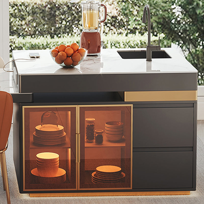 Modern Rectangle Dining Table Sintered Stone Dinner Table with Acrylic Base Clearhalo 'Dining Tables & Seating' 'Dining Tables' 'dining_table' 'furn' 'furn_dining_table' 'Furniture' 'Kitchen & Dining Furniture' 7211772