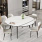 Mesa de comedor sencilla y moderna, mesa de comedor de piedra sinterizada con base de madera