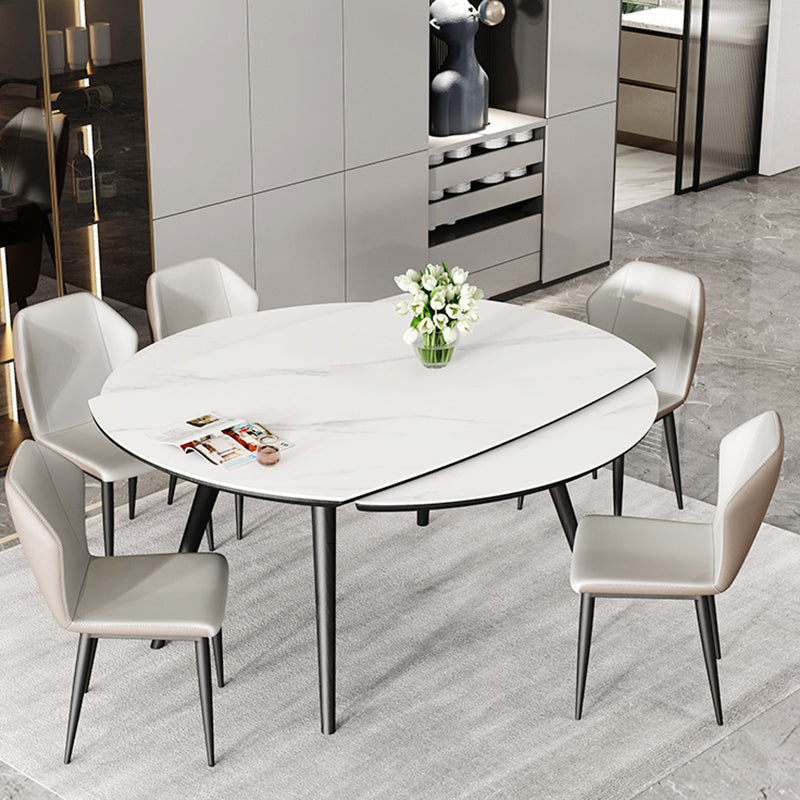 Mesa de comedor sencilla y moderna, mesa de comedor de piedra sinterizada con base de madera