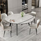 Mesa de comedor sencilla y moderna, mesa de comedor de piedra sinterizada con base de madera