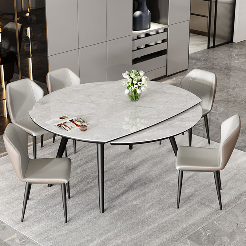 Mesa de comedor sencilla y moderna, mesa de comedor de piedra sinterizada con base de madera