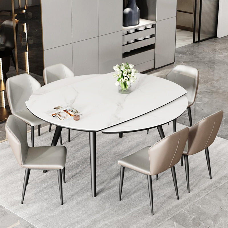 Mesa de comedor sencilla y moderna, mesa de comedor de piedra sinterizada con base de madera