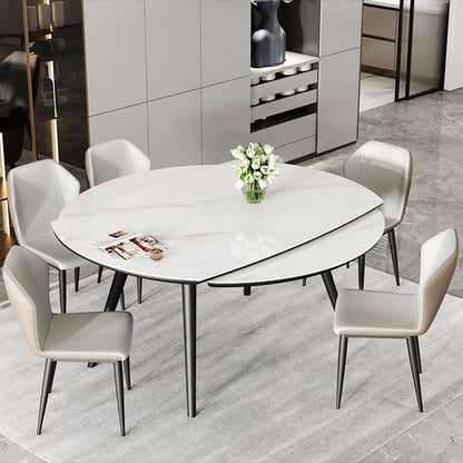 Mesa de comedor sencilla y moderna, mesa de comedor de piedra sinterizada con base de madera