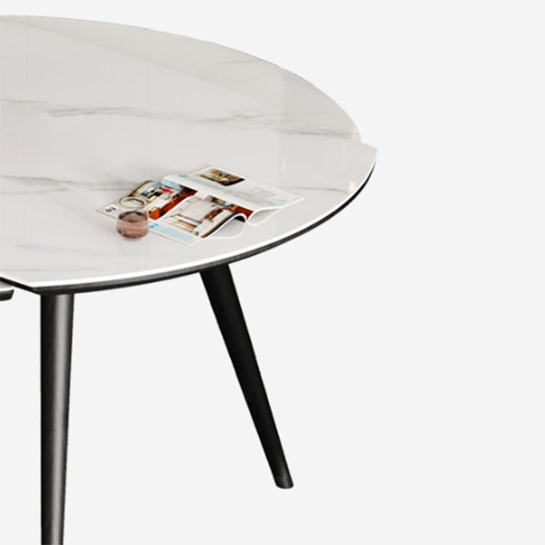 Mesa de comedor sencilla y moderna, mesa de comedor de piedra sinterizada con base de madera