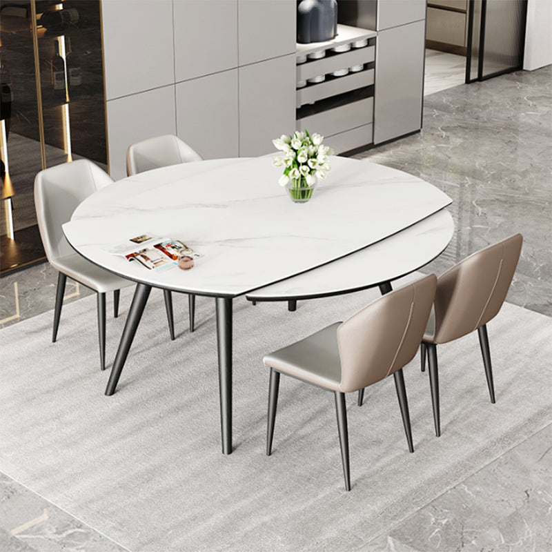 Mesa de comedor sencilla y moderna, mesa de comedor de piedra sinterizada con base de madera