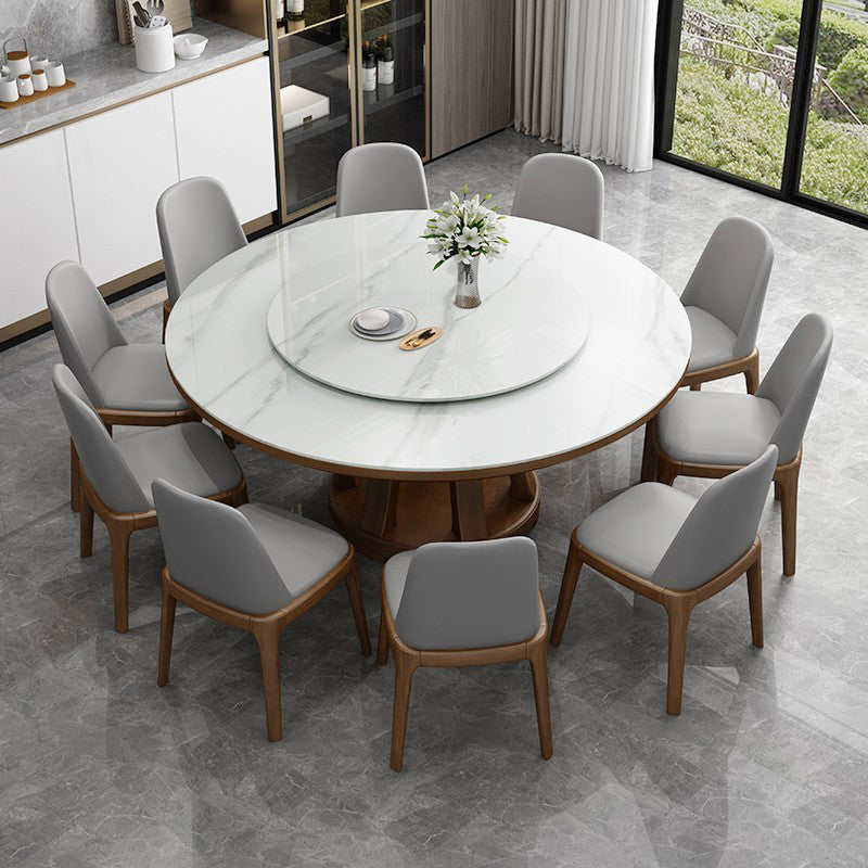 Sintered Stone Dining Table Round Dinner Table with Rubberwood Base for Dining Room Clearhalo 'Dining Tables & Seating' 'Dining Tables' 'dining_table' 'furn' 'furn_dining_table' 'Furniture' 'Kitchen & Dining Furniture' 7211815