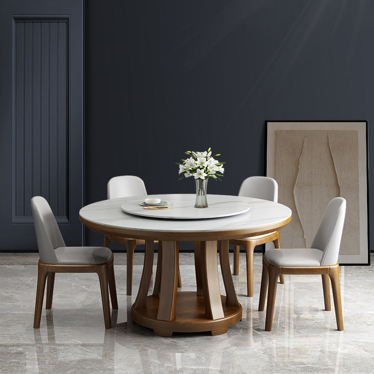 Sintered Stone Dining Table Round Dinner Table with Rubberwood Base for Dining Room Clearhalo 'Dining Tables & Seating' 'Dining Tables' 'dining_table' 'furn' 'furn_dining_table' 'Furniture' 'Kitchen & Dining Furniture' 7211817