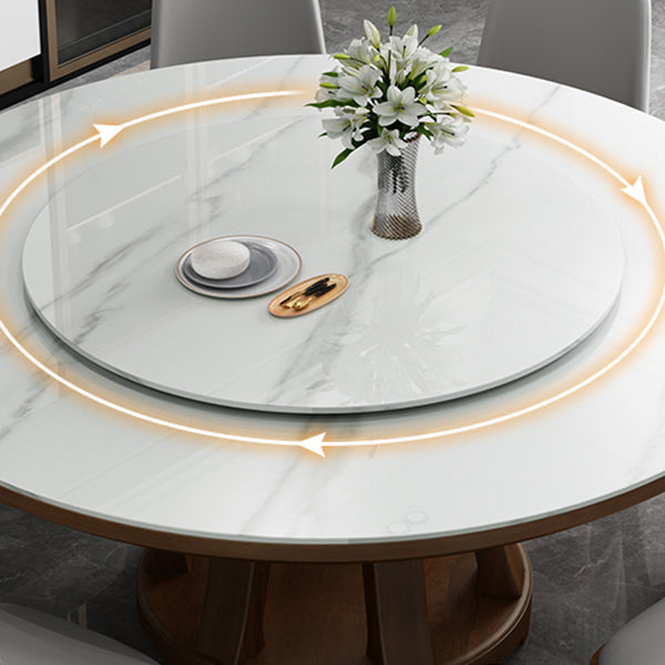 Sintered Stone Dining Table Round Dinner Table with Rubberwood Base for Dining Room Clearhalo 'Dining Tables & Seating' 'Dining Tables' 'dining_table' 'furn' 'furn_dining_table' 'Furniture' 'Kitchen & Dining Furniture' 7211821