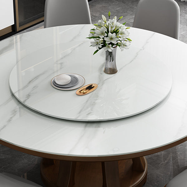 Sintered Stone Dining Table Round Dinner Table with Rubberwood Base for Dining Room Clearhalo 'Dining Tables & Seating' 'Dining Tables' 'dining_table' 'furn' 'furn_dining_table' 'Furniture' 'Kitchen & Dining Furniture' 7211822