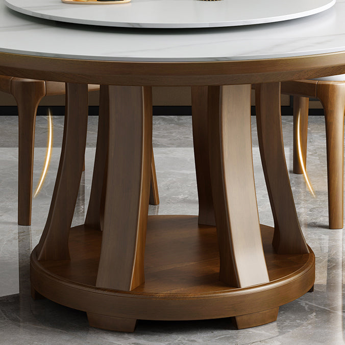 Sintered Stone Dining Table Round Dinner Table with Rubberwood Base for Dining Room Clearhalo 'Dining Tables & Seating' 'Dining Tables' 'dining_table' 'furn' 'furn_dining_table' 'Furniture' 'Kitchen & Dining Furniture' 7211823