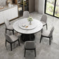 Sintered Stone Dining Table Round Dinner Table with Rubberwood Base for Dining Room Clearhalo 'Dining Tables & Seating' 'Dining Tables' 'dining_table' 'furn' 'furn_dining_table' 'Furniture' 'Kitchen & Dining Furniture' 7211824