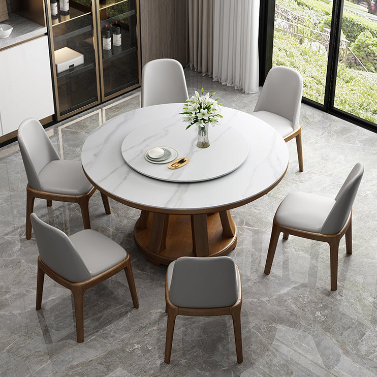 Sintered Stone Dining Table Round Dinner Table with Rubberwood Base for Dining Room Clearhalo 'Dining Tables & Seating' 'Dining Tables' 'dining_table' 'furn' 'furn_dining_table' 'Furniture' 'Kitchen & Dining Furniture' 7211825