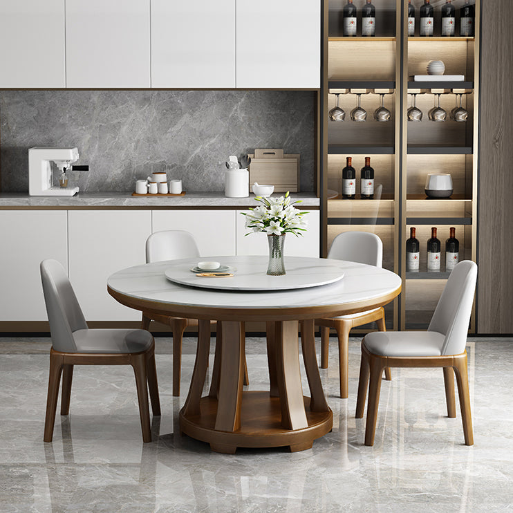 Sintered Stone Dining Table Round Dinner Table with Rubberwood Base for Dining Room Clearhalo 'Dining Tables & Seating' 'Dining Tables' 'dining_table' 'furn' 'furn_dining_table' 'Furniture' 'Kitchen & Dining Furniture' 7211826