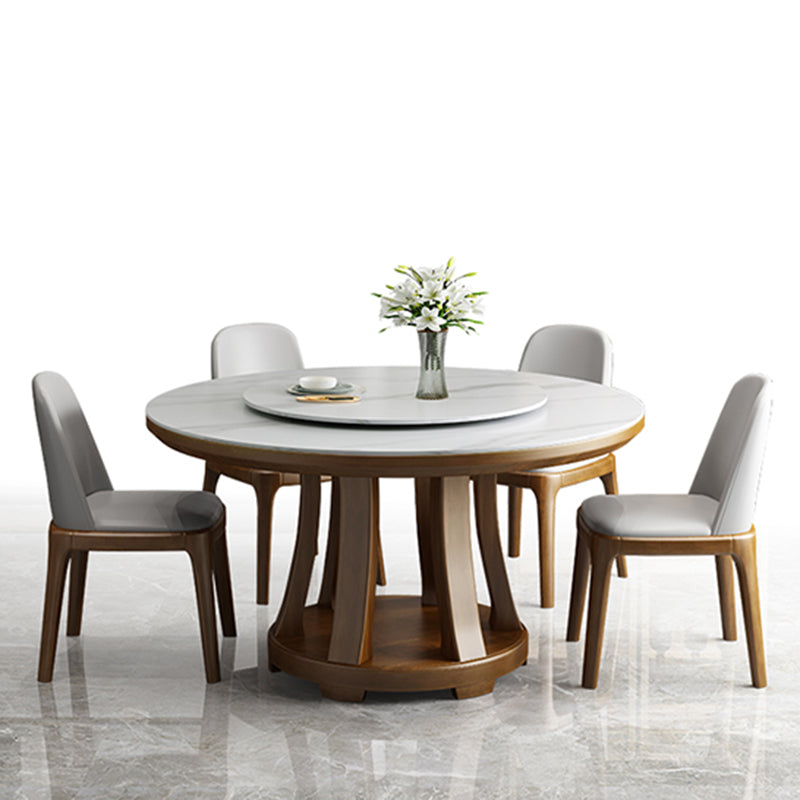 Sintered Stone Dining Table Round Dinner Table with Rubberwood Base for Dining Room Clearhalo 'Dining Tables & Seating' 'Dining Tables' 'dining_table' 'furn' 'furn_dining_table' 'Furniture' 'Kitchen & Dining Furniture' 7211827