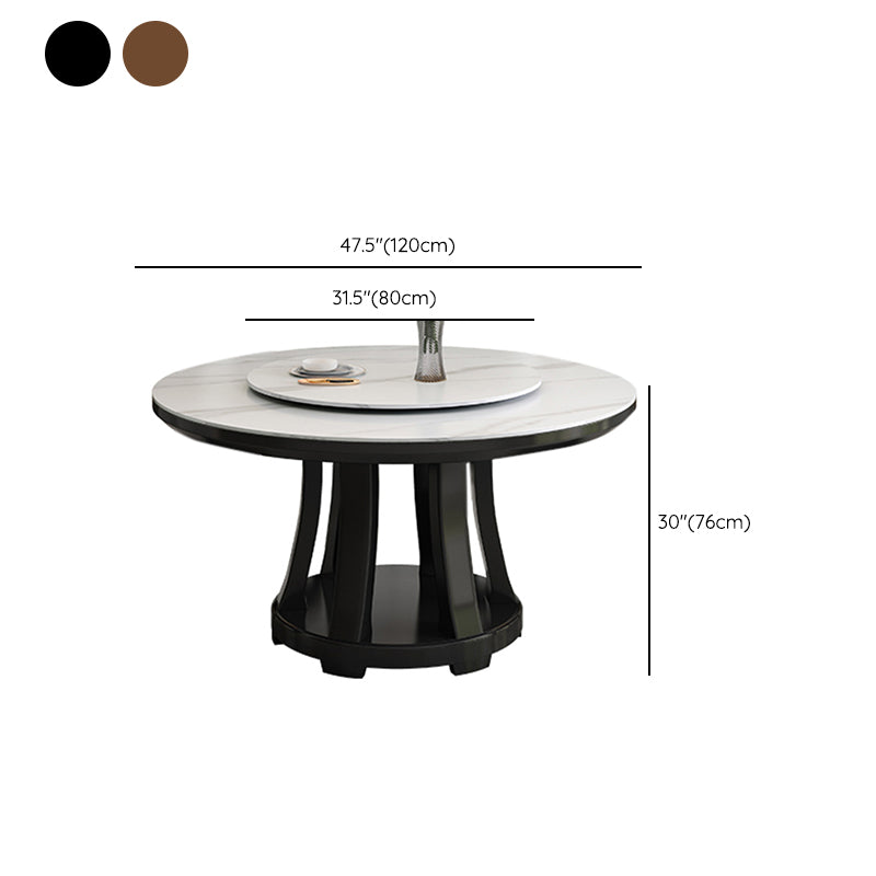 Sintered Stone Dining Table Round Dinner Table with Rubberwood Base for Dining Room Clearhalo 'Dining Tables & Seating' 'Dining Tables' 'dining_table' 'furn' 'furn_dining_table' 'Furniture' 'Kitchen & Dining Furniture' 7211828
