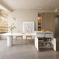 Mesa de comedor con tapa de piedra blanca Mesa de comedor interior moderna de forma libre