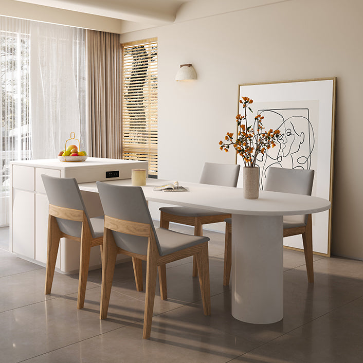 Mesa de comedor con tapa de piedra blanca Mesa de comedor interior moderna de forma libre