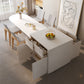 Mesa de comedor con tapa de piedra blanca Mesa de comedor interior moderna de forma libre