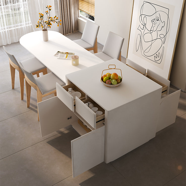 Mesa de comedor con tapa de piedra blanca Mesa de comedor interior moderna de forma libre