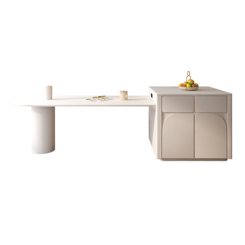 Mesa de comedor con tapa de piedra blanca Mesa de comedor interior moderna de forma libre