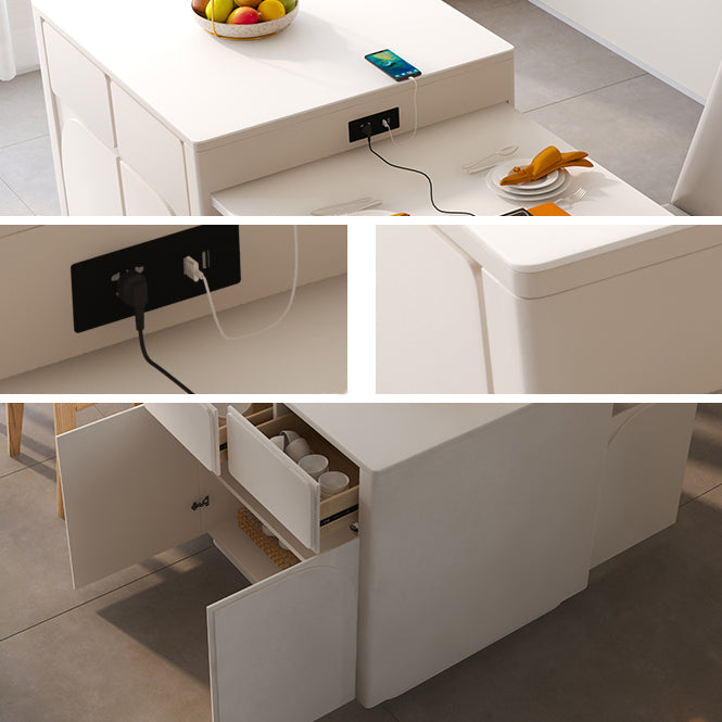 Mesa de comedor con tapa de piedra blanca Mesa de comedor interior moderna de forma libre