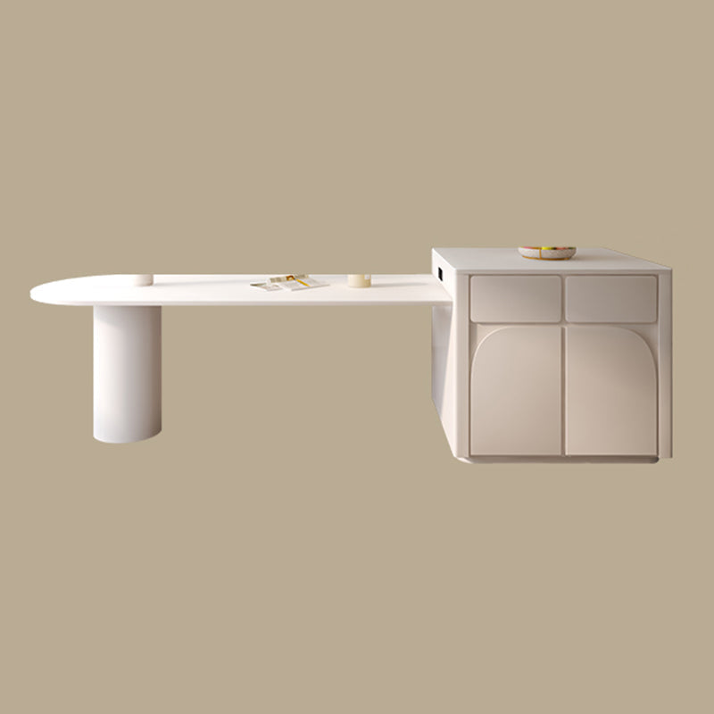 Mesa de comedor con tapa de piedra blanca Mesa de comedor interior moderna de forma libre