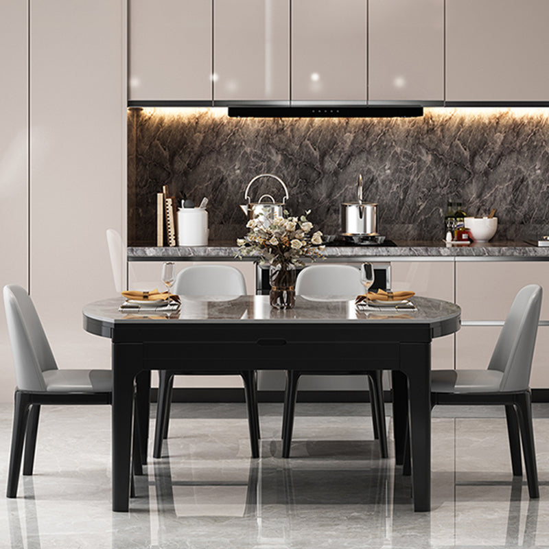 Sintered Stone Dining Table Round Dinner Table with Rubberwood Frame for Dining Room