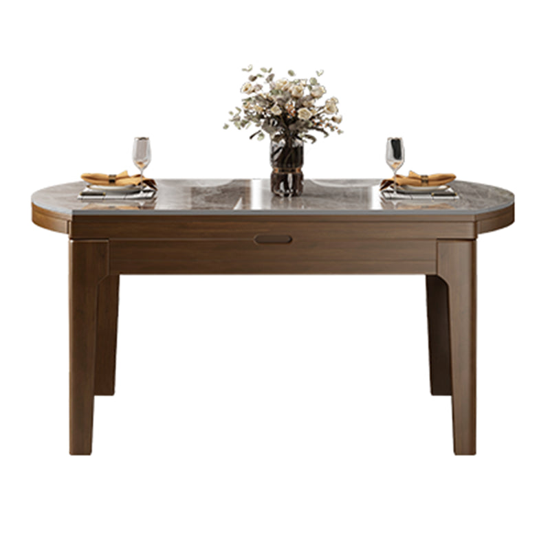 Sintered Stone Dining Table Round Dinner Table with Rubberwood Frame for Dining Room