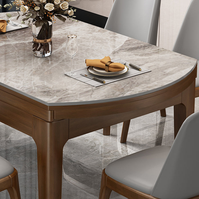 Sintered Stone Dining Table Round Dinner Table with Rubberwood Frame for Dining Room
