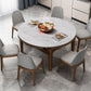 Sintered Stone Dining Table Round Dinner Table with Rubberwood Frame for Dining Room