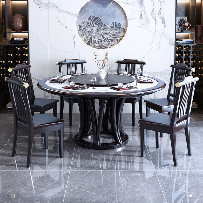 Round Dining Table with Wooden Pedestal Tradition Dinette Table for Home Clearhalo 'Dining Tables & Seating' 'Dining Tables' 'dining_table' 'furn' 'furn_dining_table' 'Furniture' 'Kitchen & Dining Furniture' 7211887
