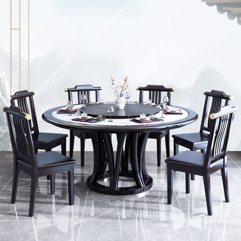 Round Dining Table with Wooden Pedestal Tradition Dinette Table for Home Clearhalo 'Dining Tables & Seating' 'Dining Tables' 'dining_table' 'furn' 'furn_dining_table' 'Furniture' 'Kitchen & Dining Furniture' 7211896