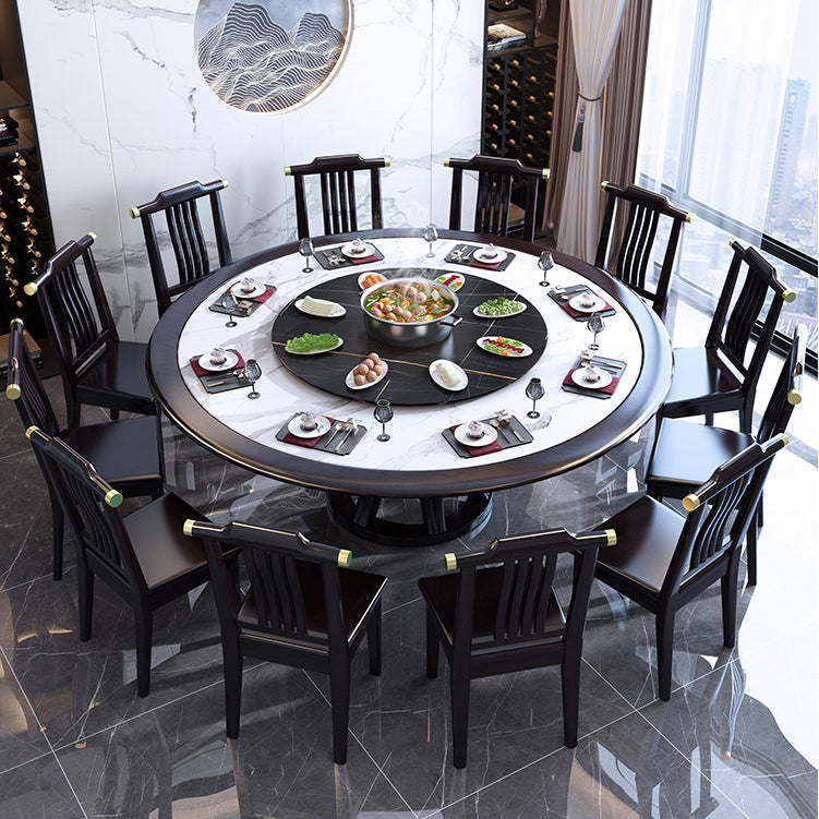 Round Dining Table with Wooden Pedestal Tradition Dinette Table for Home Clearhalo 'Dining Tables & Seating' 'Dining Tables' 'dining_table' 'furn' 'furn_dining_table' 'Furniture' 'Kitchen & Dining Furniture' 7211897