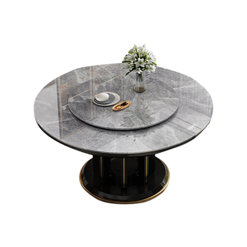 Mesa de comedor sencilla y moderna, mesa redonda con base de madera de caucho para comedor