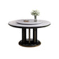 Mesa de comedor sencilla y moderna, mesa redonda con base de madera de caucho para comedor