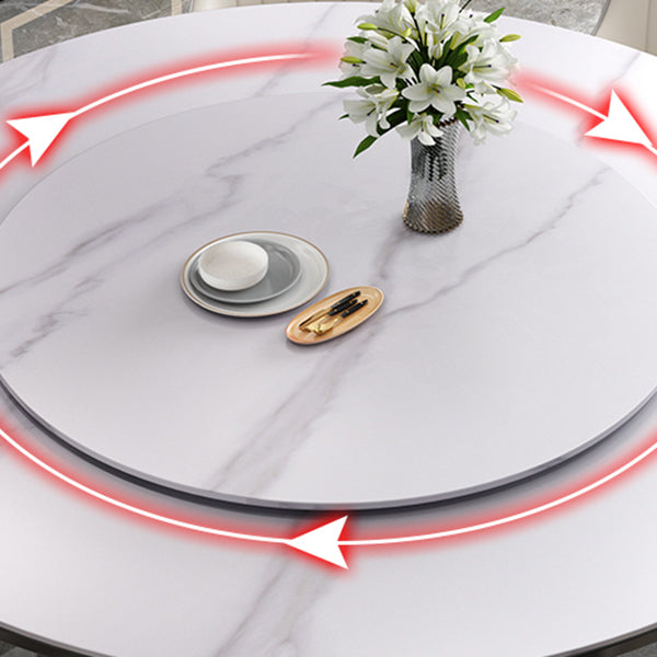 Mesa de comedor sencilla y moderna, mesa redonda con base de madera de caucho para comedor
