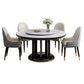 Mesa de comedor sencilla y moderna, mesa redonda con base de madera de caucho para comedor