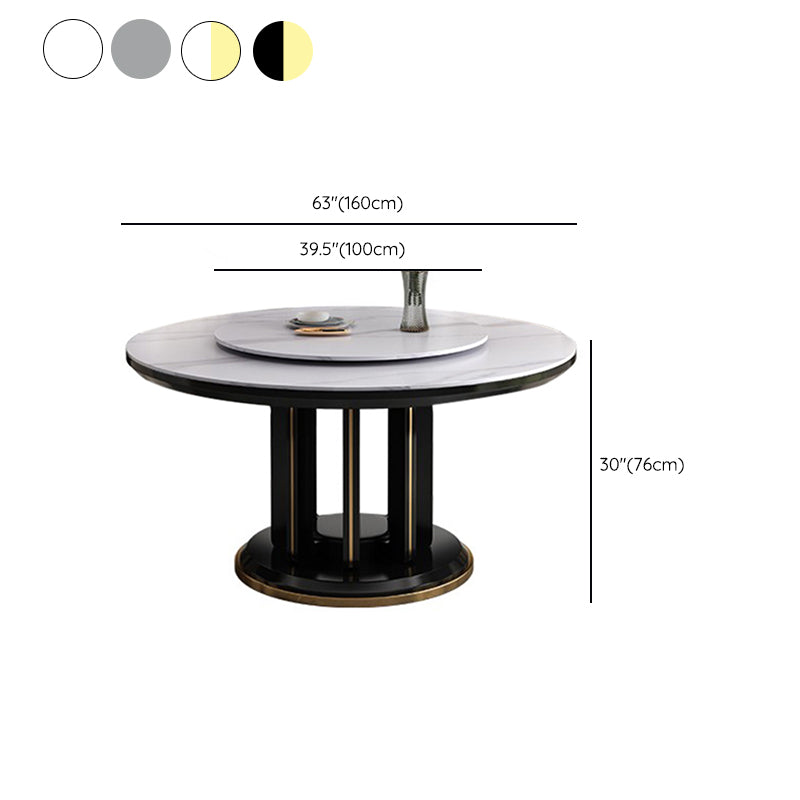 Mesa de comedor sencilla y moderna, mesa redonda con base de madera de caucho para comedor