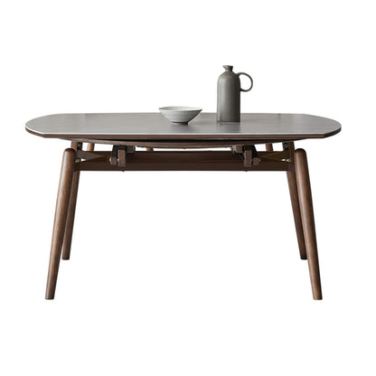 Mesa de comedor de piedra gris con patas de madera Mesa de comedor plegable moderna