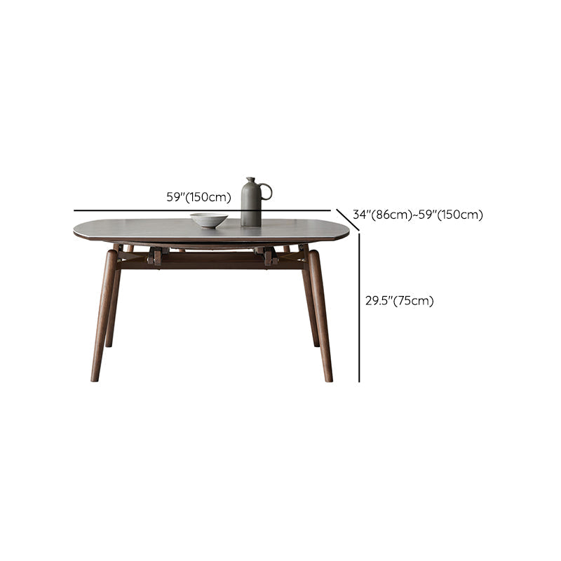 Mesa de comedor de piedra gris con patas de madera Mesa de comedor plegable moderna