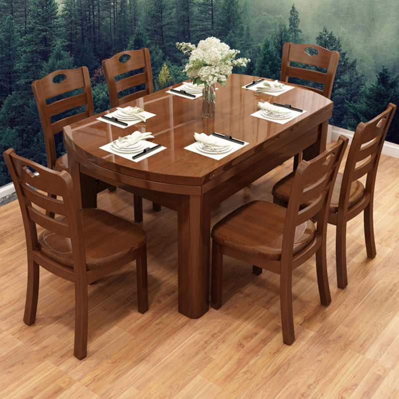 Mesa de comedor de madera con acabado pulido para el hogar, mesa de comedor plegable moderna