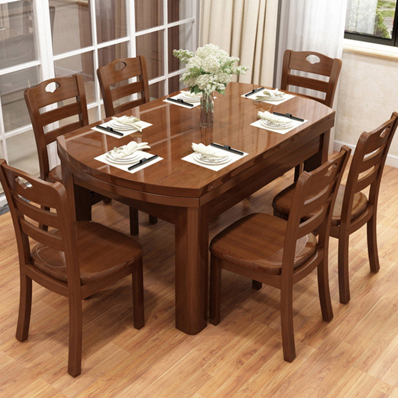 Mesa de comedor de madera con acabado pulido para el hogar, mesa de comedor plegable moderna