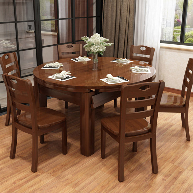 Mesa de comedor de madera con acabado pulido para el hogar, mesa de comedor plegable moderna