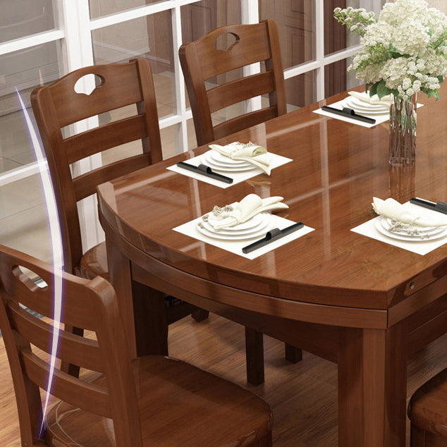 Mesa de comedor de madera con acabado pulido para el hogar, mesa de comedor plegable moderna