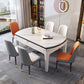 Mesa de comedor sencilla y moderna, mesa de comedor con forma rectangular y base de madera para sala de estar