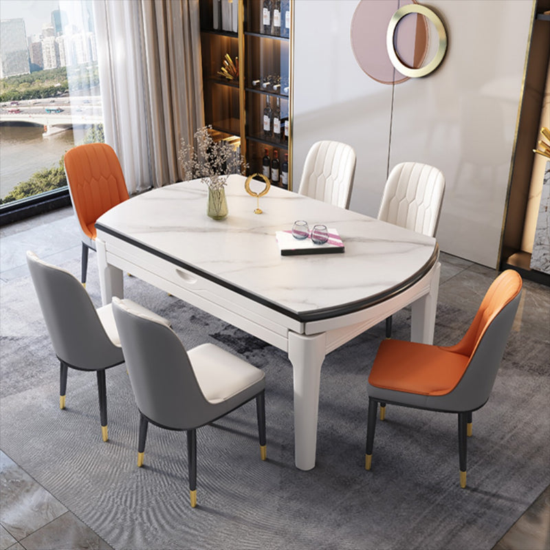 Mesa de comedor sencilla y moderna, mesa de comedor con forma rectangular y base de madera para sala de estar