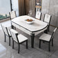 Mesa de comedor sencilla y moderna, mesa de comedor con forma rectangular y base de madera para sala de estar