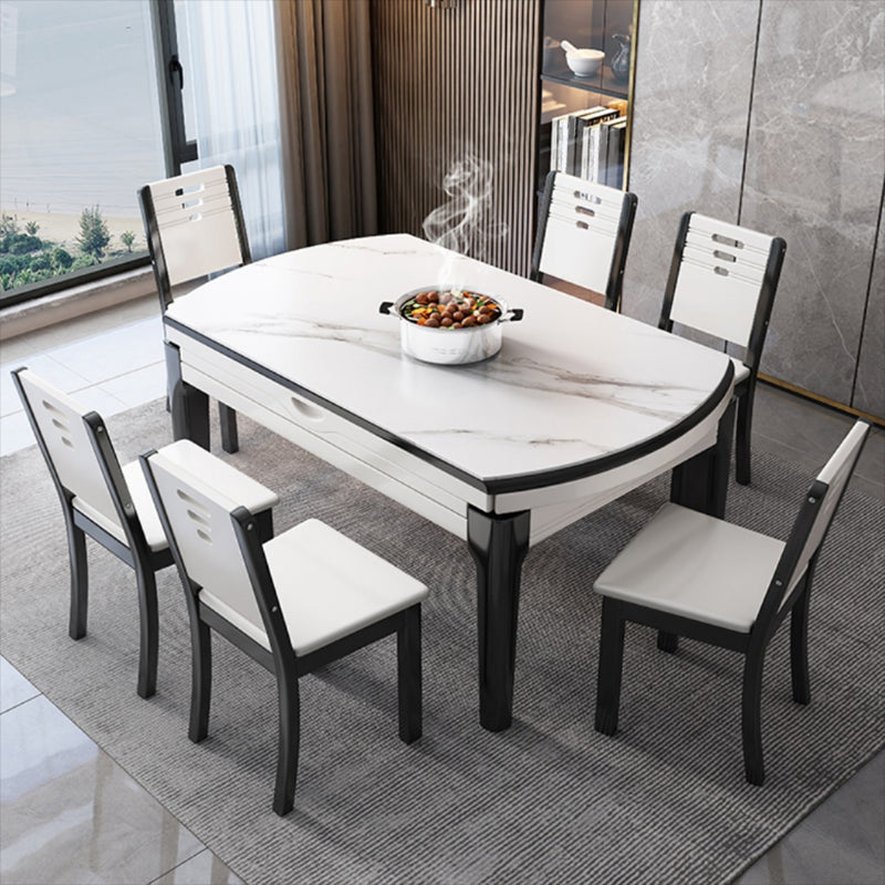 Mesa de comedor sencilla y moderna, mesa de comedor con forma rectangular y base de madera para sala de estar
