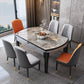 Mesa de comedor sencilla y moderna, mesa de comedor con forma rectangular y base de madera para sala de estar